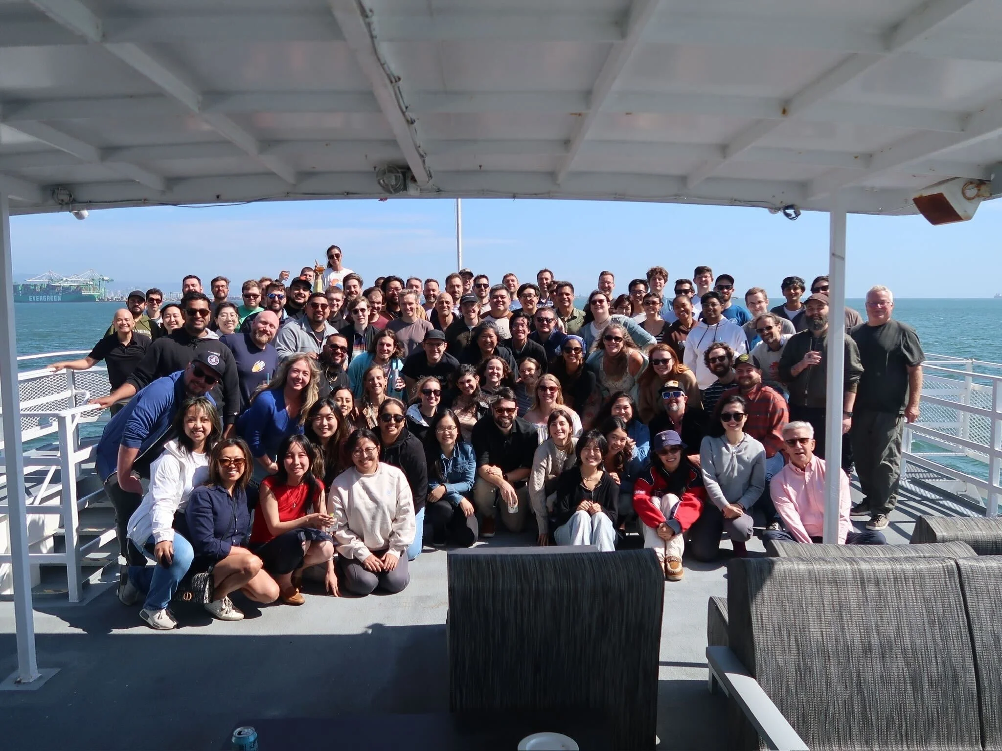 The Notability team gathered together on the deck of a boat on San Francisco Bay